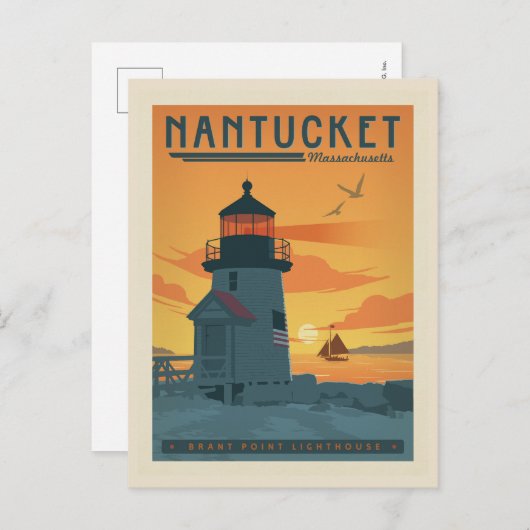 Brant Point Lighthouse | Nantucket MA Postkarte (Vorne/Hinten)