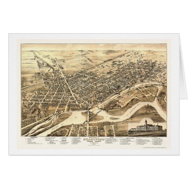 Brantford AN panoramische Karte Kanadas - 1875 (Vorderseite (Horizontal))