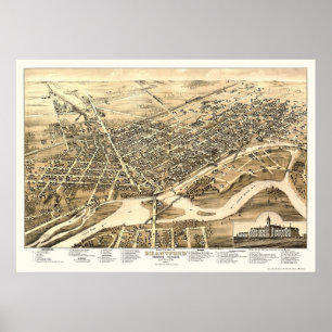 Brantford, ON, Canada Panoramic Map - 1875 Poster