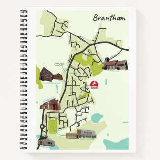 Brantham Map Notebook mit markierten Seiten mit Qu Notizblock