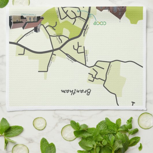 Brantham Map Teetuch Geschirrtuch (Gefaltet)