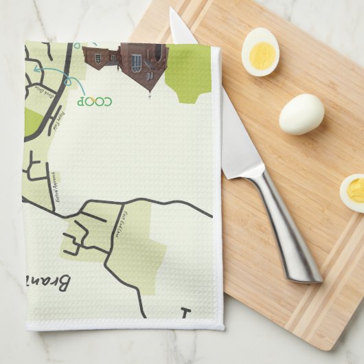 Brantham Map Teetuch Geschirrtuch (Viertel Falte)