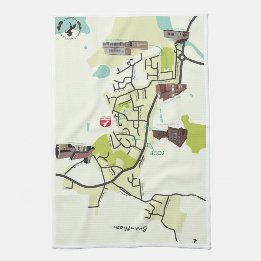 Brantham Map Teetuch Geschirrtuch (Vertikal)