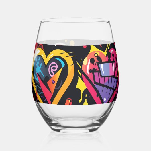 Brash punk hearts in vibrant colors weinglas ohne stiel (Vorderseite)