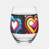 Brash punk hearts in vibrant colors weinglas ohne stiel (Rückseite)