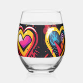 Brash punk hearts in vibrant colors weinglas ohne stiel (Rechts)