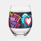 Brash punk hearts in vibrant colors weinglas ohne stiel (Links)
