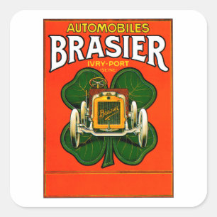 Brasier Motor Car ~ Vintage Automobilwerbung Quadratischer Aufkleber