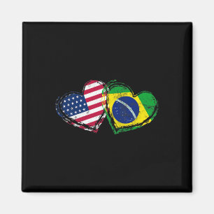 Brasil Amerikanische Flagge Herz Brasilianische Am Magnet