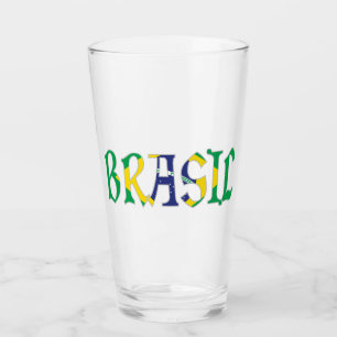 Brasil auf Portugiesisch in Flaggenfarben Glas