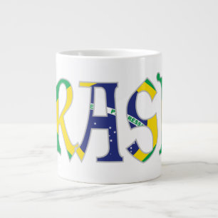 Brasil auf Portugiesisch in Flaggenfarben Jumbo-Tasse