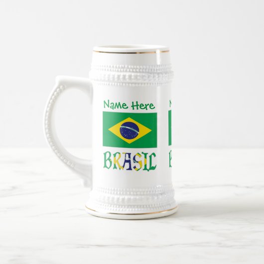 Brasil Bandera Brasil Personalisiert Bierglas (Links)