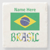 Brasil Bandera do Brasil Green Personalisiert Steinuntersetzer (Vorderseite)
