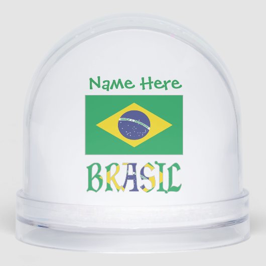Brasil Bandiera Brazil Green Personalisiert Schneekugeln (Vorderseite)