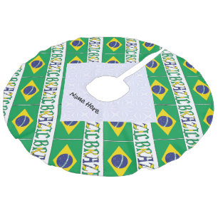 Brasil Brasilianische Flagge gekachelt Personalisi Leinenimitat Weihnachtsbaumdecke