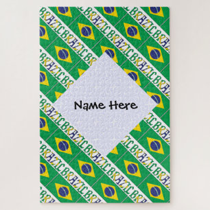 Brasil Brasilianische Flagge Kacheln Personalisier Puzzle