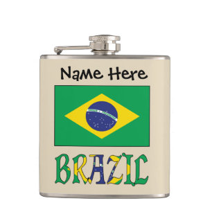 Brasil Brasilianische Flagge Personalisierter Name Flachmann