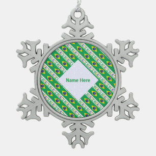 Brasil Brasilien-Flagge gekachelt Personalisiert  Schneeflocken Zinn-Ornament