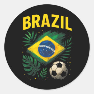 Brasil Brasilische Flagge Brasil Fußball Footbyll Runder Aufkleber