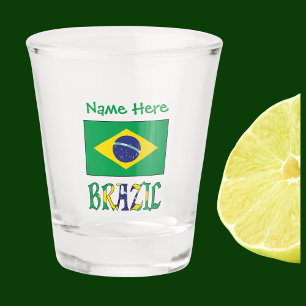 Brasil Brasilische Flagge Grün Personalisiert  Schnapsglas