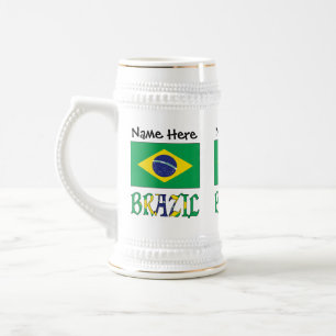 Brasil Brasilische Flagge Personalisierter Name  Bierglas