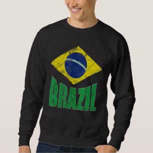 Brasil Brazil Fan Retro Vintage Flagge Sweatshirt