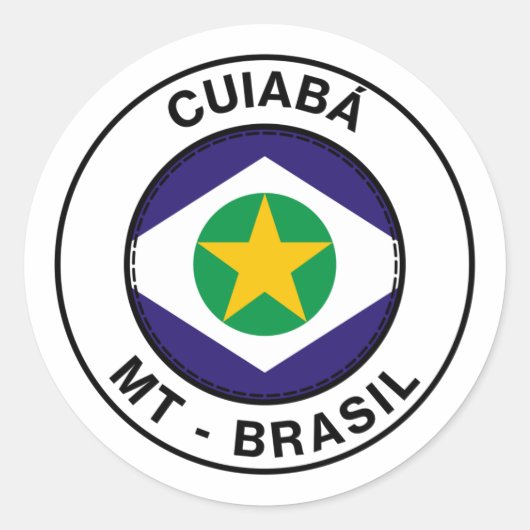 Brasil Cuiaba Mato Grosso Bandeira Briefmarke Runder Aufkleber (Vorderseite)