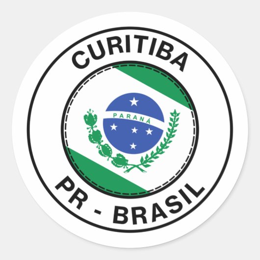Brasil Curitiba Parana PR Bandeira Stamp Runder Aufkleber (Vorderseite)