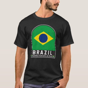 Brasil-Flag-Emblem gestört Vintag T-Shirt