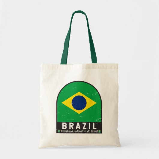 Brasil-Flag-Emblem gestört Vintag Tragetasche (Vorne)
