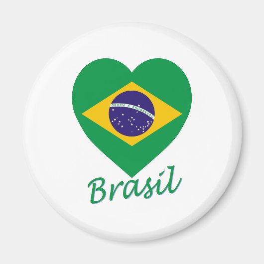Brasil Flag Herz Magnet (Vorne)