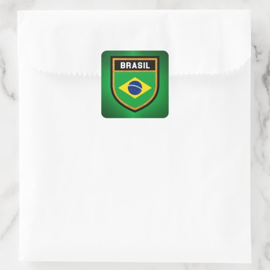 Brasil Flag Quadratischer Aufkleber (Tasche)