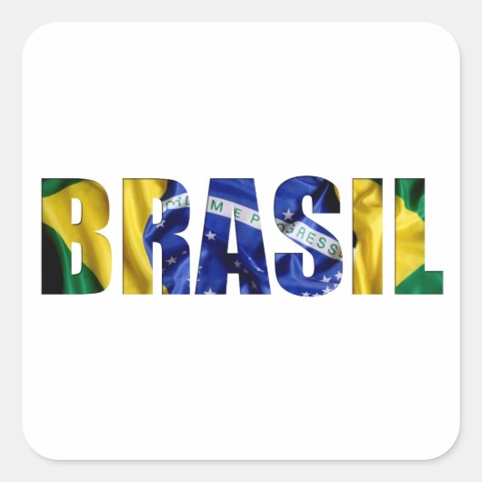 Brasil Flag Quadratischer Aufkleber (Vorderseite)