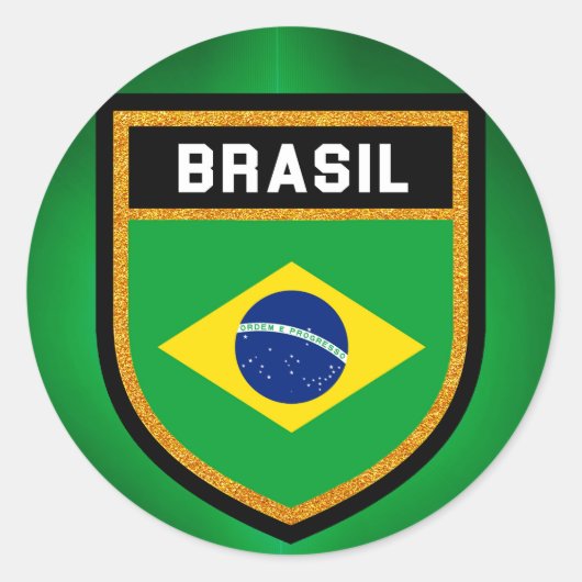Brasil Flag Runder Aufkleber (Vorderseite)