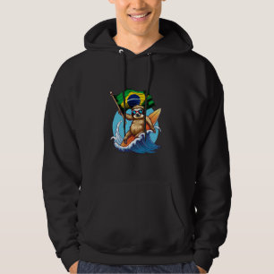 Brasil Flag Sloth Surfing Brasilia Brasilia Hoodie