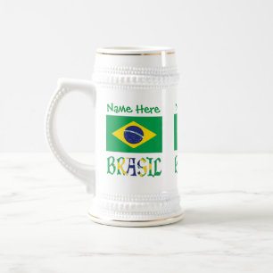 Brasil Flagge Brasil Personalisierter Name Bierglas
