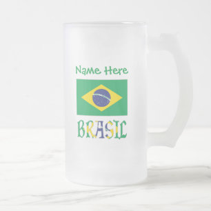 Brasil Flagge Brasil Personalisierter Name Mattglas Bierglas