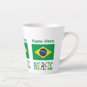 Brasil Flagge Brasil Personalisierter Name Milchtasse
