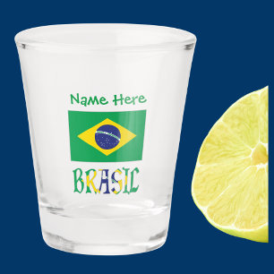 Brasil Flagge Brasiliens Grün Personalisiert  Schnapsglas