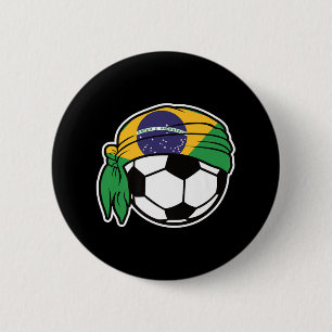 Brasil-Flagge Fußball-Design mit Stirnband Premi Button