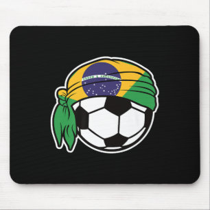 Brasil-Flagge Fußball-Design mit Stirnband Premi Mousepad
