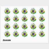 Brasil-Flagge Runder Aufkleber (Blatt)