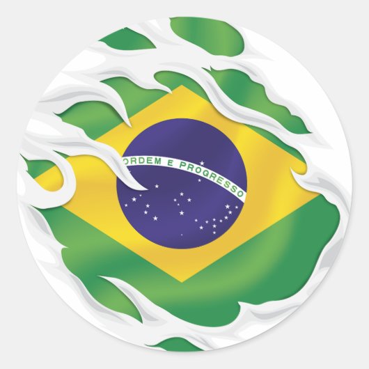 Brasil-Flagge Runder Aufkleber (Vorderseite)