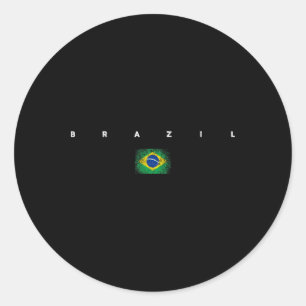 Brasil-Flagge Stolz Vintageretro Fußball Brasilian Runder Aufkleber