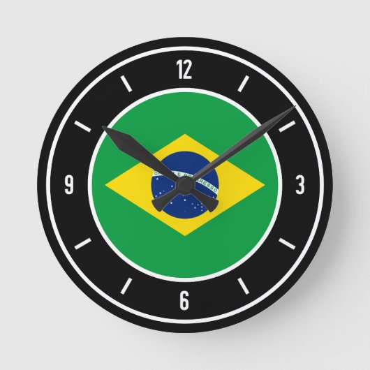 Brasil-FlaggenElegant Runde Wanduhr (Vorderseite)