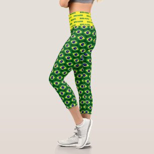 Brasil-Flaggenmuster High-Waist-Capri-Leggings Capri Leggings