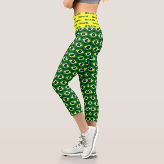 Brasil-Flaggenmuster hohe Taillenkapri-Leggings Capri Leggings (Links)