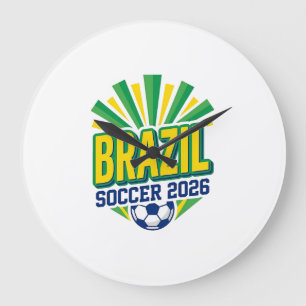 Brasil Fußball 2026 Fußball Fett Land Typografie  Große Wanduhr