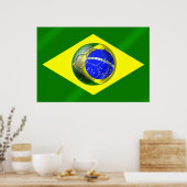 Brasil Futebol Bandeira Fußballflagge Brasilien Poster (Küche)