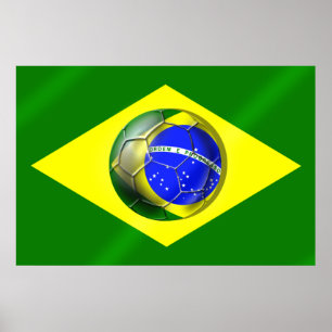 Brasil Futebol Bandeira Fußballflagge Brasilien Poster